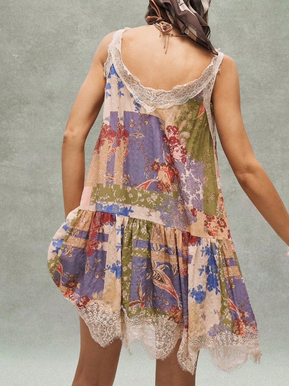 Apricot Boho Women's Casual Embroidery Lace Random Print Sleeveless Cami Dress - Picture 2 of 9